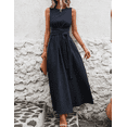 thumbnail image 5 of Summer Maxi Dresses for Women Elegant Sleeveless Tie Waist Casual Dress Crewneck A Line Tank Long Dress Guest Dress, 5 of 6