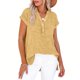 thumbnail image 5 of Eres Más Que una Camisa de Puntuación de Prueba Estilo Casual de Manga Corta de las Mujeres V Cuello Blusa Superior, Camisas de Manga Corta para las Mujeres Pullover de Botón Casual, 5 of 5