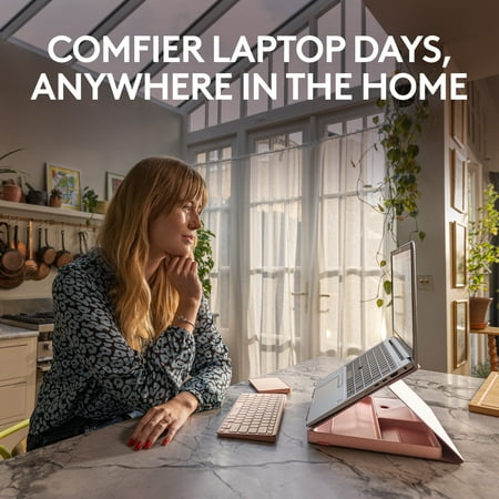 Logitech - Casa Pop-Up Desk Work From Home Kit Compact Wireless Keyboard, Touchpad and Laptop Stand for Laptop/MacBook (10” to 17”) - Bohemian Blush