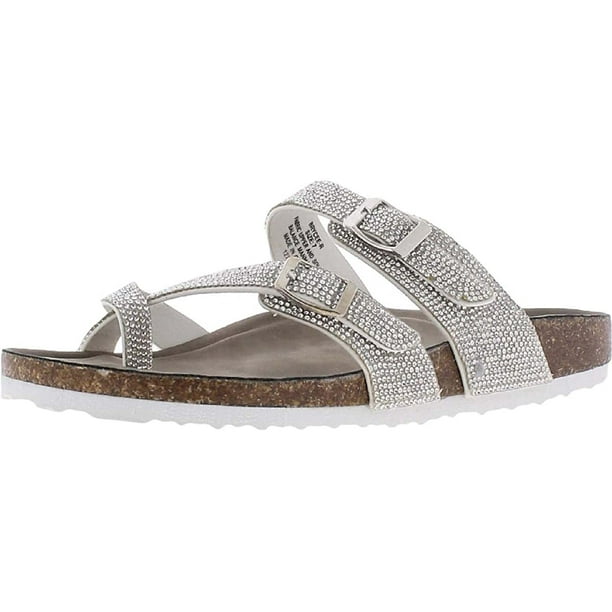 Madden Girl Womens Bryceee Toe Ring Sandal Silver Multi 6 Brycee r
