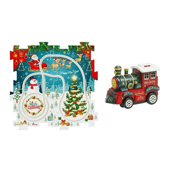 5Pcs Christmas Train Set, Build Your Own Xmas Railway for Holiday Decor, Educational Learning Toy for Boys & Girls, Christmas Gift