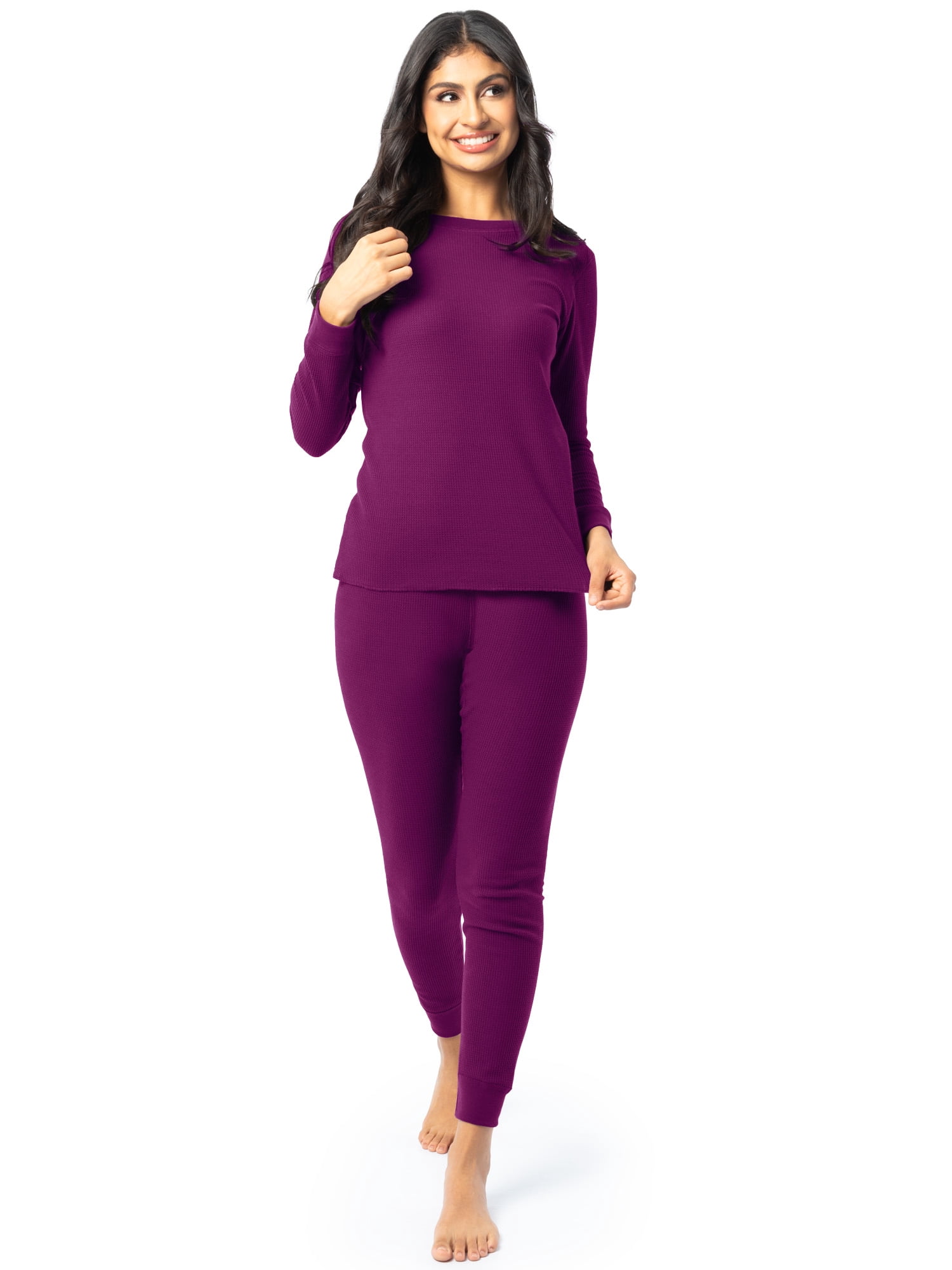 Fruit of the Loom Women's Recycled Waffle Thermal Top & Bottom Set, Sizes XS-4XL