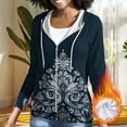 thumbnail image 4 of JTZGDY Womens Full-Zip Fleece Hoodie Sweatshirts Lightweight Casual Striped/Plaid/Floral/Color Block Print Drawstring Long Sleeve Hooded Ouwear Jackets with Pockets Fashion Outfit Clothes Blue#03 XL, 4 of 7