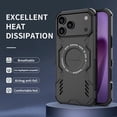 thumbnail image 2 of Kryonix for iPhone 17 Pro Max Case with Built-in Magnetic Ring, Heat Dissipation, Four-Corner Airbag Drop Protection, Black/Blue/Purple, 2 of 9
