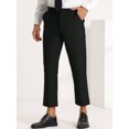 thumbnail image 2 of Pantalones recortados para hombre Pantalones de vestir hasta el tobillo de color sólido con parte delantera plana y ajuste delgado Negro brillante 30, 2 of 6