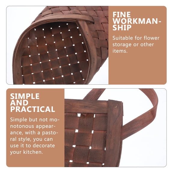Mobestech Hanging Woven Wall Basket Woven Baskets Coffee Wood for Orchard 1Set