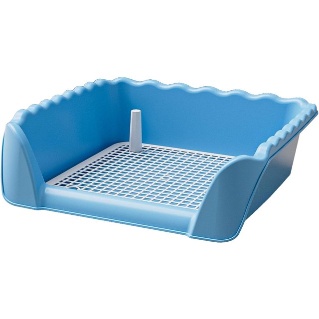 HUGFEGWE Dog Toilet Pee Pad Holder Portable Easily Clean Anti Splashing Training Potty Tray with Removable Post for Other Pets Rabbit, Blue CJB91-38241