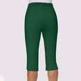 thumbnail image 5 of UVEASISHA Capri Leggings for Women with Pockets High Waisted Side Split Yoga Pants Knee Length Summer Cropped Pants Army Green L, 5 of 7