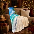 thumbnail image 3 of Turquoise Tropical Wave by Palm Shore, Vibrant Coastal Style for Ocean Lovers, Blue Sky Beach Scene and Birthday Gift, Cozy Flannel Blanket for Sofa and Sunroom, Nautical Home Decor, 3 of 9