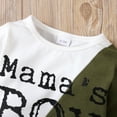 thumbnail image 4 of Mikrdoo Newborn Boys Outfits 3 Months Baby Boys "Mama's BOY" Print Splice Romper 6 Months Boys Elastic Ripped Pants 2Pcs Clothes Set Green, 4 of 9