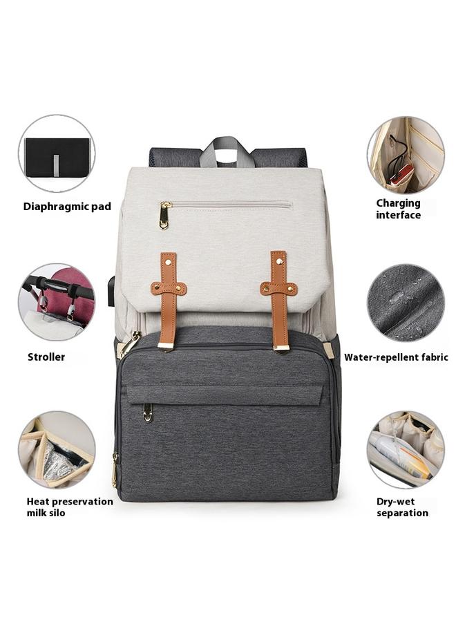 Diaper Backpack Set With USB Charging，Small Diaper Bag Backpack, Diaper Bags for Baby with USB Charging Port,Changing mat,Stroller Hooks