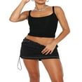 thumbnail image 3 of Womens Low Waist Cargo Skirt Ruched Drawstring Mini Short Skirts with Pockets, 3 of 6