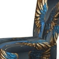 thumbnail image 4 of Designart "Celestial Angel Wings in Blue and Gold III" Blue Wings Upholstered Accent Chair - Modern Arm Chair For Bedroom, 4 of 5