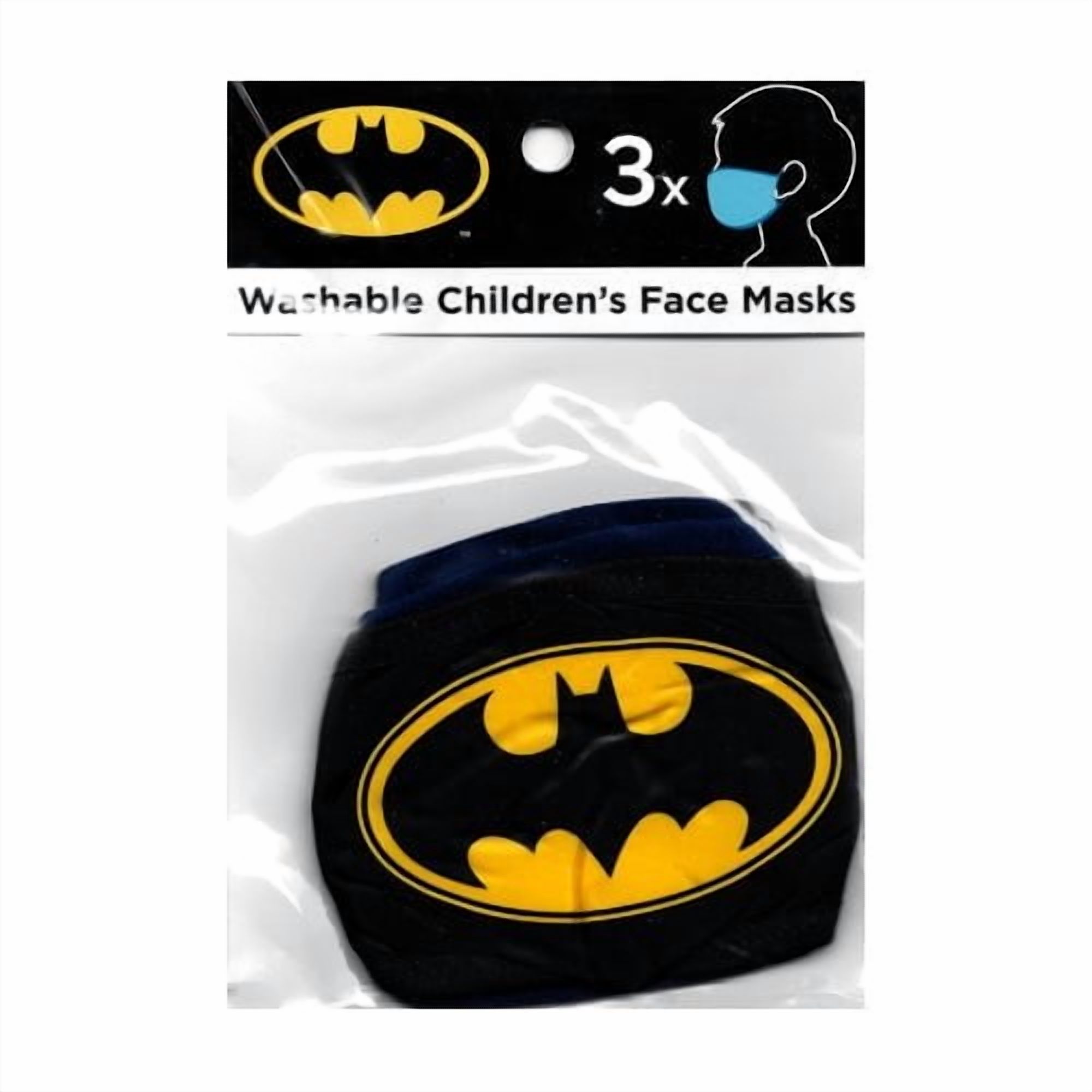 Bundle of 6 Packs - Batman Kids Fabric Face Masks with Ear Loops & Filter Pocket (3 Pack)