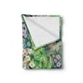 thumbnail image 2 of Flower Soft Flannel Fleece Blanket, Traditional Multicolored Japanese Cherry Blossom Sakura Tree Petals Grass Land Paint, Cozy Plush for Indoor and Outdoor Use, 70" x 90", Pink Green, by Ambesonne, 2 of 5