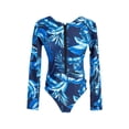 thumbnail image 4 of Liacowi Women One-Piece Swimsuit Print Long Sleeve Zipper Rashguard Swimwear Bathing Suit Beachwear, 4 of 7