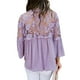 thumbnail image 4 of Qarigey Camisa de mujer Blusa de encaje con cuello en V Camisa de color sólido V Botón de manga larga Top Prendas para la parte del cuerpo Violeta XXL, 4 of 6