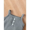 thumbnail image 4 of Seyurigaoka Baby Romper Sleeveless Suspender Ribbed Style Button Decor Casual Breathable Jumpsuit, 4 of 7