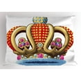 thumbnail image 1 of King Pillow Sham Royal Family Nobility Crown with Colorful Ornaments Image for Sovereign Print, Decorative Standard Size Printed Pillowcase, 26 X 20 Inches, Red Blue and Golden, by Ambesonne, 1 of 2