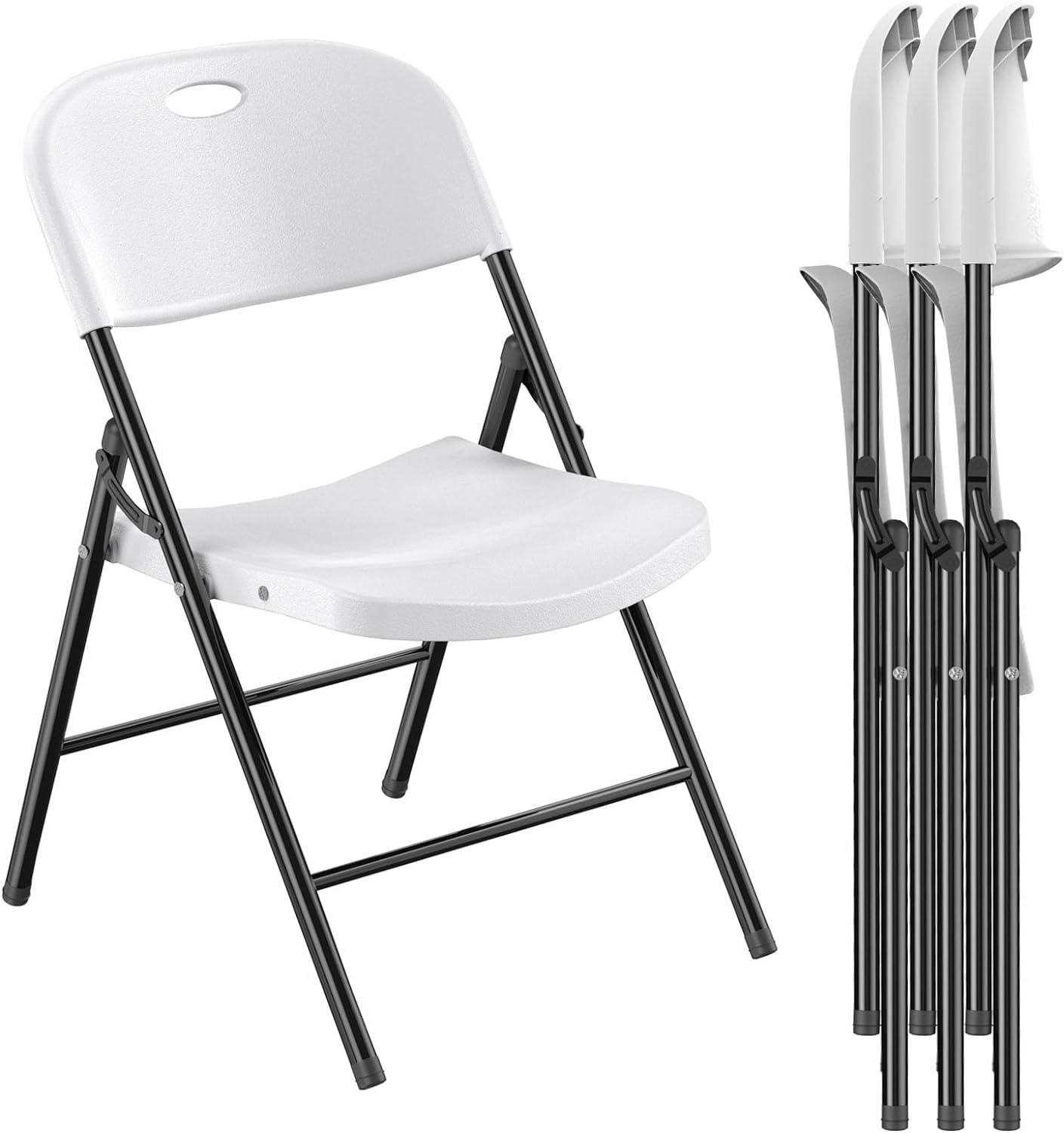 Nazhura Heavy Duty Folding Chair, White, Set of 4 photo 1