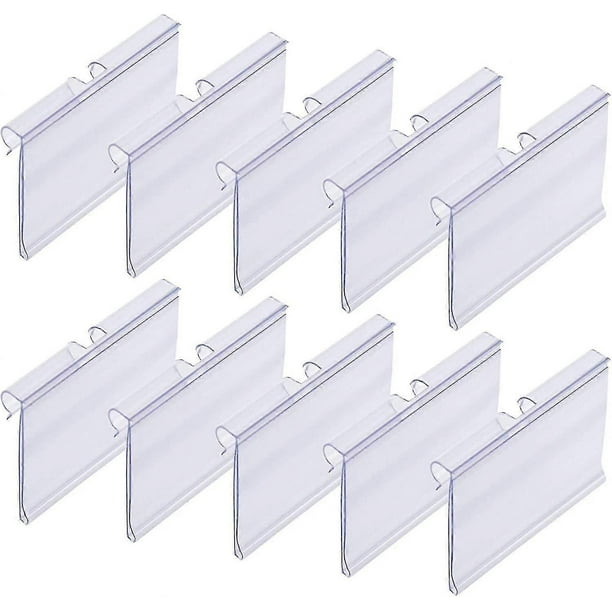 Clear Plastic Label Holders For Wire Shelf Retail Price Label, Basket Bin Labels Clip On, Labels For Storage Bins, Merchandise Sign Display Holder For