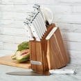 thumbnail image 6 of Farberware Edgekeeper Triple Riveted Slim Acacia Knife Block Set with Built in Sharpener 14-piece in White, 6 of 13