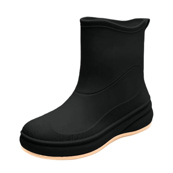 Gpaecead Women Short Rain Boots Pvc Waterproof Durable Non Slip Outdoor Clogs For Gardening Travel Daily Use, Black