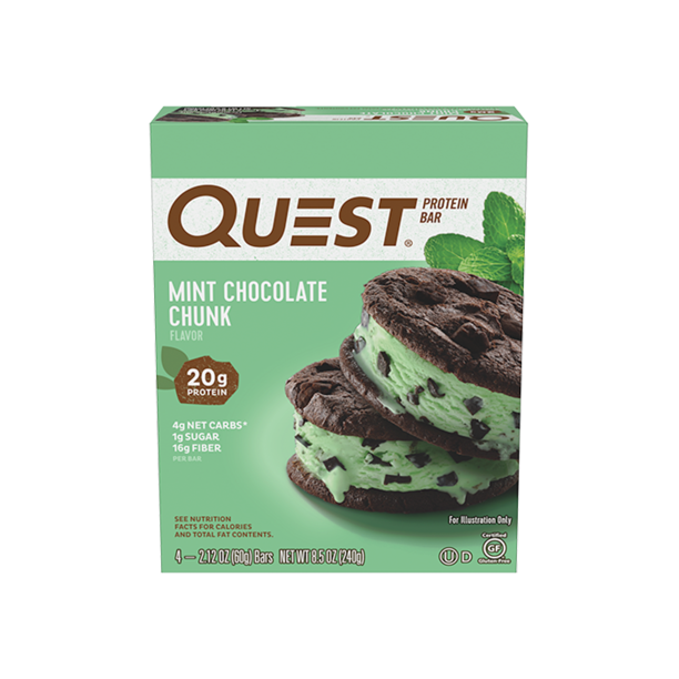 Quest Nutrition Mint Chocolate Chunk Protein Bar, High Protein, Low