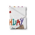 thumbnail image 2 of Birthday Party Soft Flannel Fleece Blanket, Multicolored Cartoon Streets Dogs Cats Animals Party Themed Words Fun Print, Cozy Plush for Indoor and Outdoor Use, 50" x 70", Multicolor, by Ambesonne, 2 of 5