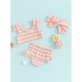 thumbnail image 2 of Bagilaanoe Toddler Baby Girls Swimsuits 2 Piece Bikinis Set Print Fly Sleeve Crop Tops + Shorts 6M 9M 12M 18M 24M 3T Kids Swimwear Bathing Suit Beachwear, 2 of 8
