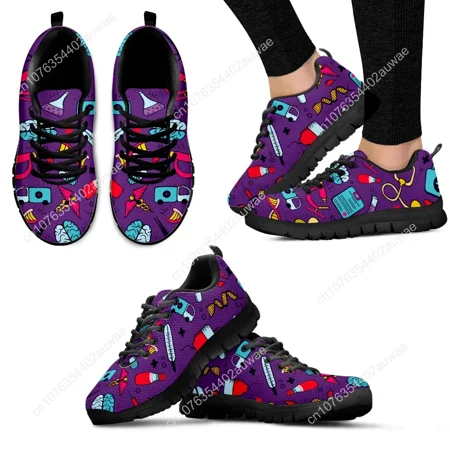 

Scarpe da ginnastica esterno leggere con stampa medica di pronto soccorso rosa scuro scarpe mediche infermiera scarpe