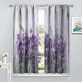 thumbnail image 4 of Lavender Floral Curtains, Lavender Flower Purple Window Treatments for Living Room Girls Woman Room Decor, Luxurious Elegant Purple Drapes 2 Panels, 52x84 Inch, 4 of 6