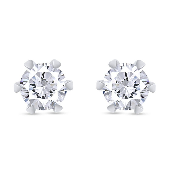 Moissanite Stud Earrings 1.0ct 5MM,18K White Gold Over Sterling Silver Friction Back, Lab Round Cut Brilliant D Color VVS1 Clarity Moissanite Diamond Earrings Studs for Women Men