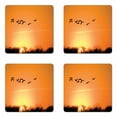 thumbnail image 1 of Birds Coaster Set of 4, Bird Migration over Desert Autumn View at Sunset Evening Seasonal Picture Print, Square Hardboard Gloss Coasters, Standard Size, Orange Black, by Ambesonne, 1 of 2