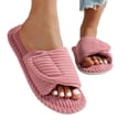 thumbnail image 2 of CIENVNSTG Womens Orthopedic Arch Support Fuzzy Adjustable Corduroy Memory Foam Open Toe Slippers Comfortable Non‑Slip Indoor Slides Supportive Footwear Hot Pink 43, 2 of 6
