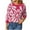 #01 Hot Pink, variant on Womens Sweaters Cute Flower Printed Knitted Sweater Casual Round Neck Loose Blouses Trendy Sweater Fall Winter Warm Long Sleeved Pullover Top Clothings