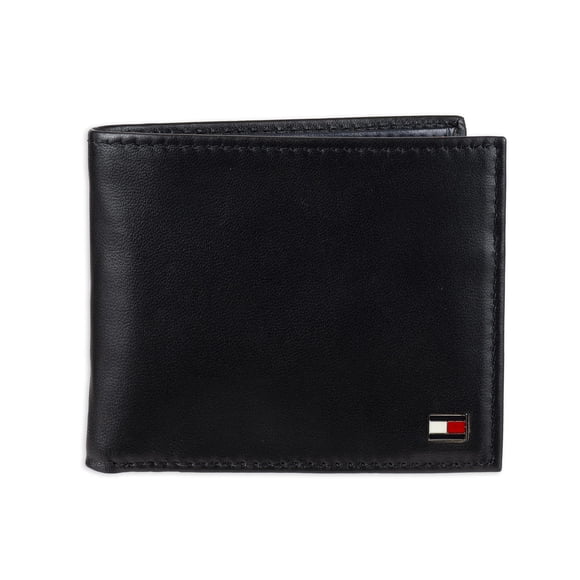 Tommy Hilfiger Men's RFID Blocking 100% Leather Passcase Wallet, Oxford Black, One Size