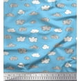 thumbnail image 1 of Soimoi Blue Poly Georgette Fabric Cloud Nature Printed Fabric 1 Yard 42 Inch Wide, 1 of 3