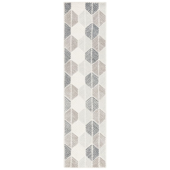 SAFAVIEH Ebony Abigail Geometric Runner Rug, Grey/Ivory, 2'3" x 9'