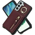 thumbnail image 3 of Samsung Galaxy S21 FE Case with Card Holder for Women, Galaxy S21 FE Phone Case Wallet with Strap Credit Card Slots Crossbody with Kickstand Zipper Shockproof Case for S21 FE - Red Wine, 3 of 18