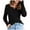 Black, variant on Women Solid Long Sleeve ButtonDown Thermal Underwear Top VNeck Knit TShirt Base Layer For Women Blue,XL