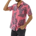 thumbnail image 4 of ALLLIST Collared Shirts for Men with Pockets Short Sleeve Button Down Shirts Graphic Casual Pink Mens Clothes, 4 of 5