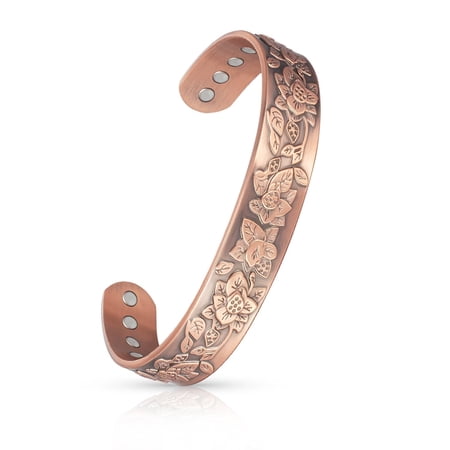 6.5'' Lotus Design Pure Copper Bracelets for Women Men, Fashion Cuff Copper Bangle, Gift for Dad&Mom,CPB-2049