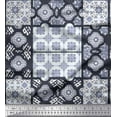 thumbnail image 1 of Soimoi Crepe Silk Fabric Check & Quatrefoil Patchwork Print Fabric by the Yard 42 Inch Wide, 1 of 3