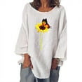 thumbnail image 3 of Pompotops T-shirt à Manches Longues pour Femme, Col Rond, Imprimé, Coupe Ample, Décontracté, Mode, Automne, 3 of 6