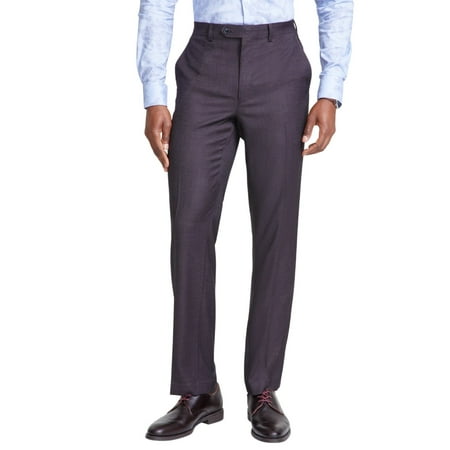 Tallia Mens Classic fit Dress Pants 44 / 32 Burgundy Wine Red Stretch