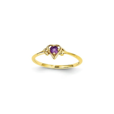 - 14kt Yellow Gold Purple Amethyst Birthstone Heart Band Ring Size 7.00 S/love February Style Fine Jewelry Ideal Gifts For Women Gift Set From Heart