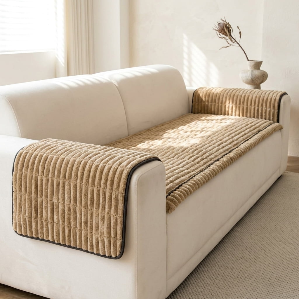 Coffee 27.6 x 59.1 Plush Pet Friendly Washable Sofa Protector