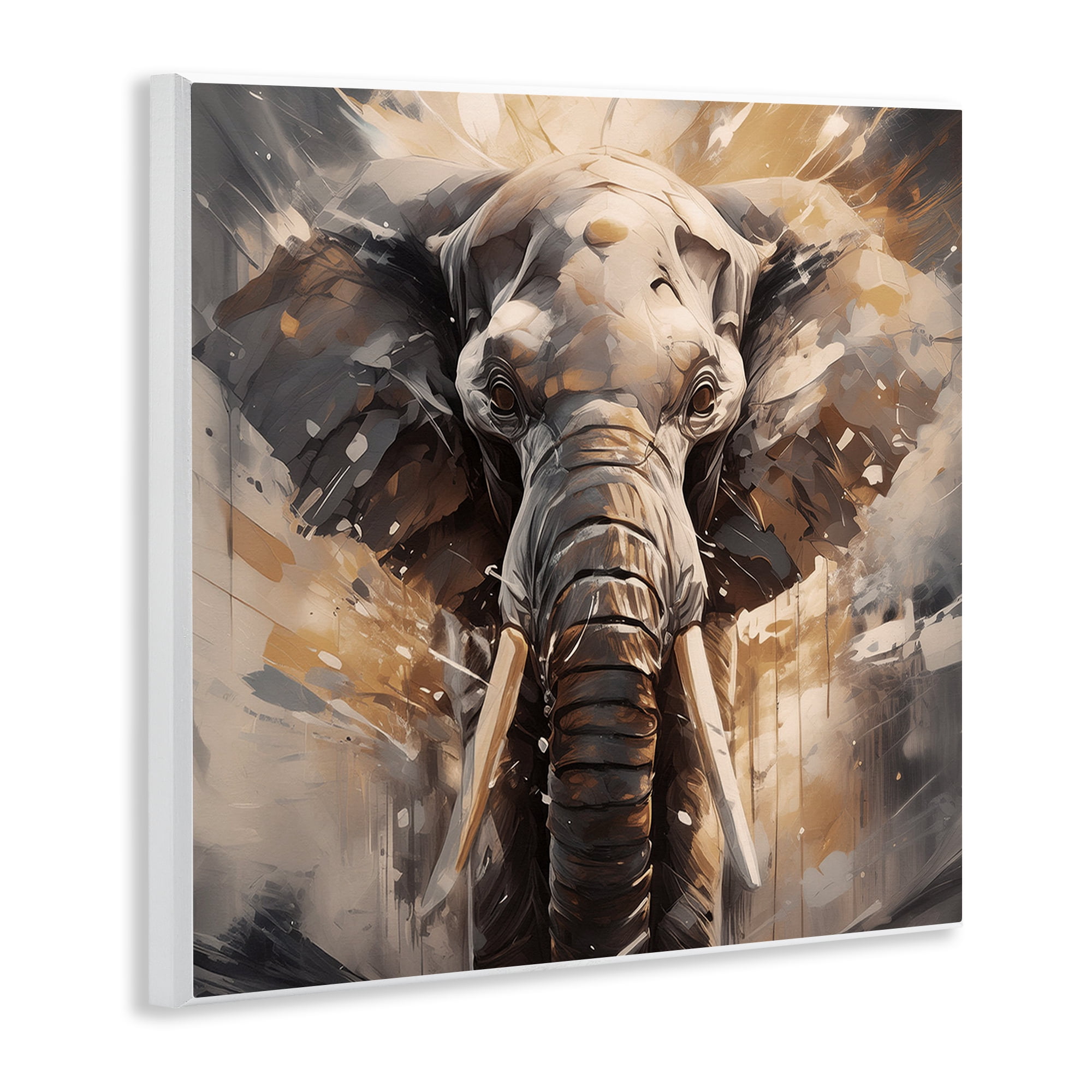 Stupell Industries Modern Splatter Elephant Animals Painting Unframed Art Print Wall Art, 12 x 12