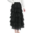 thumbnail image 3 of Sngxgn Women Skirt Vintage High Waist Pleated Skirt(Black,One Size), 3 of 9